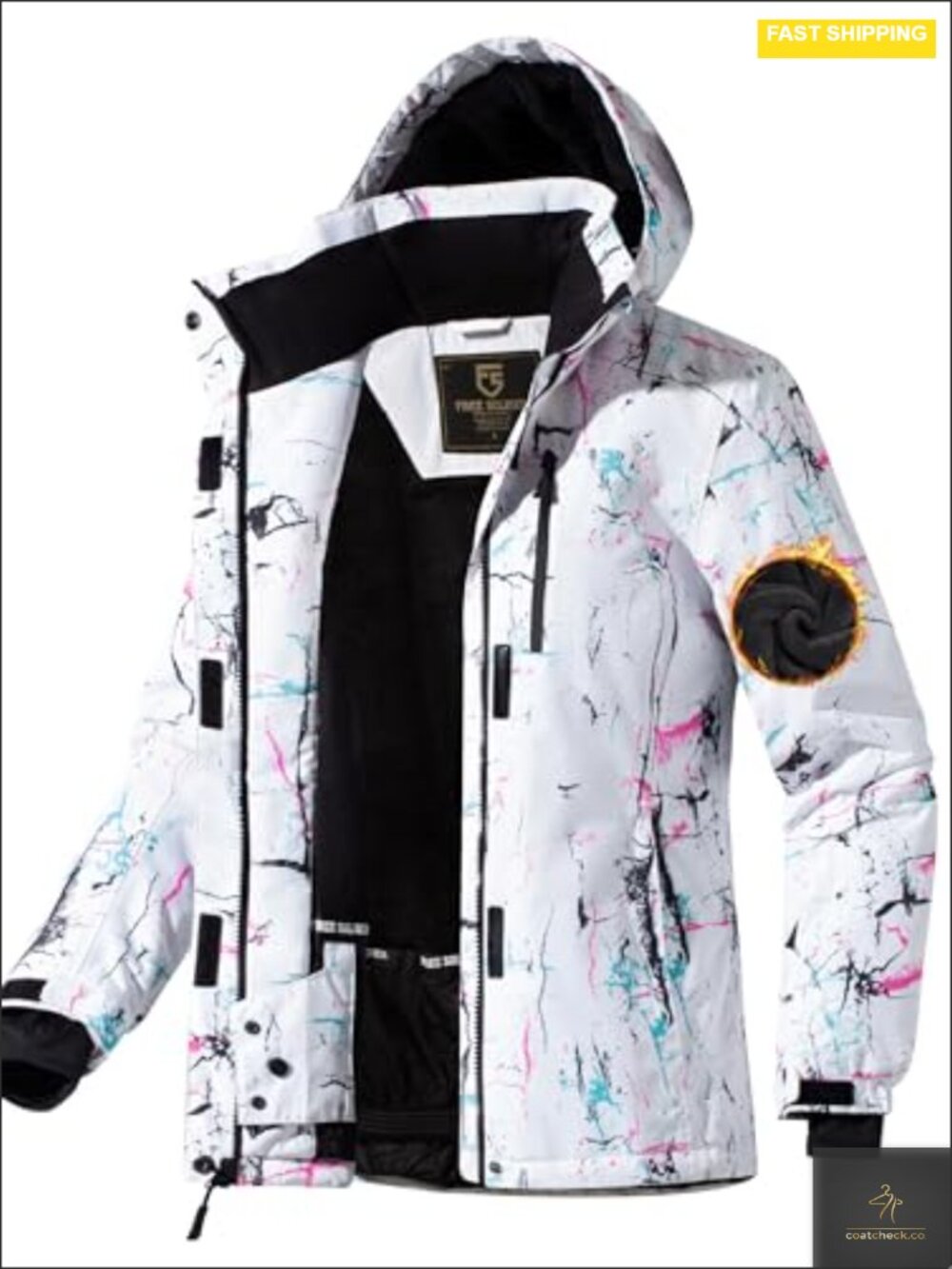 Women's Waterproof Ski Snow Jacket Fleece Lined Hooded Winter Coat